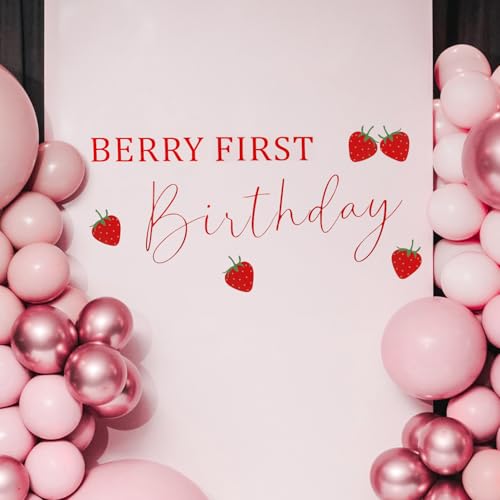 Erdbeerbogen-Aufkleber, Erdbeer-Hintergrund für Die Erste Geburtstagsparty Beeren-Dekoration für Den Ersten Geburtstag Erdbeer-Aufkleber Beeren-Aufkleber Geburtstagsparty-Dekoration von PEUTIER