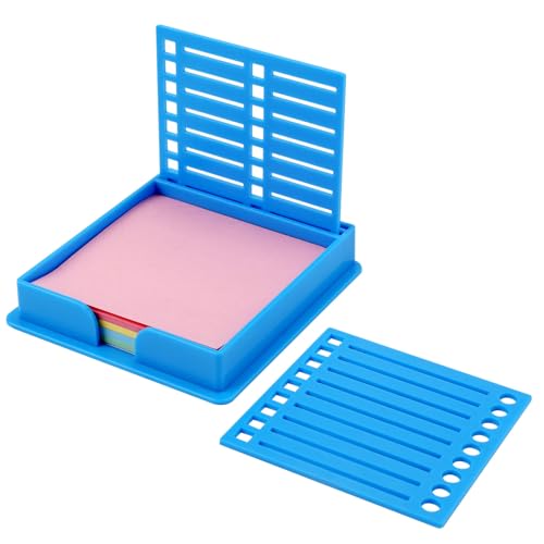 Haftnotiz-Schablone mit Haftnotiz, für 7,6x7,6cm Selbstklebenden Notizblock Haftnotizhalter mit Schablone Haftnotiz Organizer Spender für Schreibtisch Büro Zuhause Schulbedarf (Blau) von PEUTIER