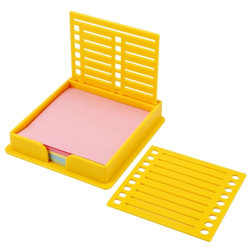 Haftnotiz-Schablone mit Haftnotiz, für 7,6x7,6cm Selbstklebenden Notizblock Haftnotizhalter mit Schablone Haftnotiz Organizer Spender für Schreibtisch Büro Zuhause Schulbedarf (Gelb) von PEUTIER