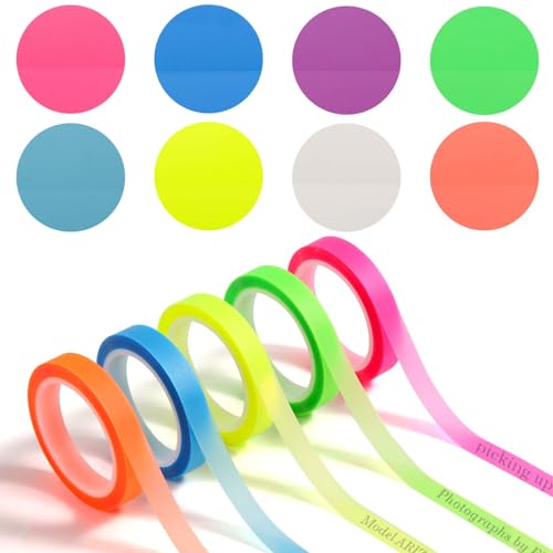 PEUTIER 5 Rollen Textmarker Band und 8St Quadrat Transparente Haftnotizen, Farbiges Transparentes Klebeband Fluoreszierende Bänder Buch Lesen Zubehör für Schüler Lehrer Klassenzimmer Büro von PEUTIER