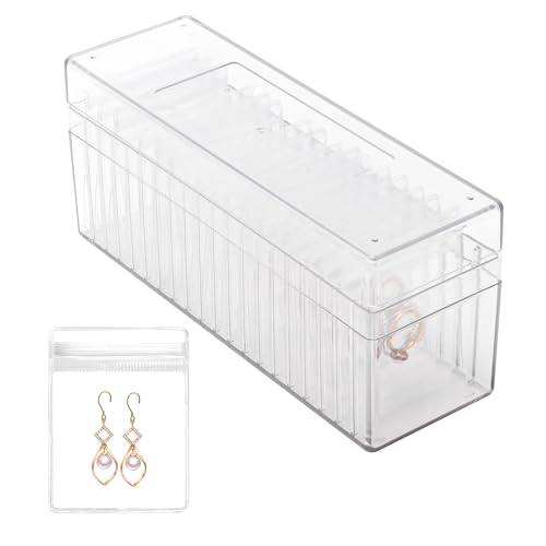 PEUTIER Schmuckschatulle aus Acryl, Transparenter Schmuck-Organizer mit 20 Tragbaren Schmuckbeuteln Reise-Schmucketui für Frauen Ringe Ohrringe Halsketten von PEUTIER