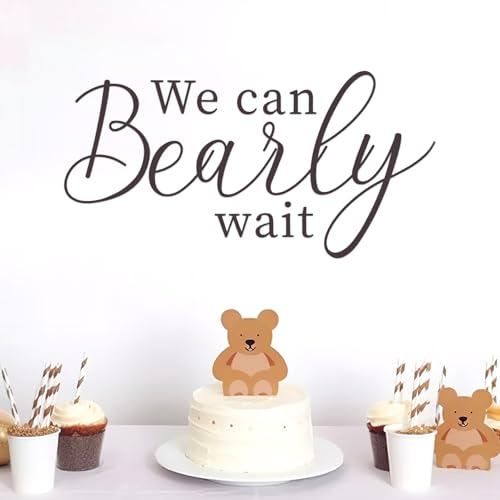 We Can Bearly Wait Aufkleber, We Can Bearly Wait Schild Babyparty Hintergrund Wandaufkleber mit Bärenmotiv für Babyparty Dekorationen Foto Requisiten Gender Reveal Party von PEUTIER