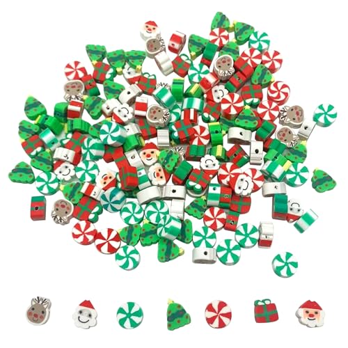 100 Stück Christams Polymer-Ton-Perlen, gemischte Heishi-Abstandshalter, Zubehör für DIY-Armbänder, Ohrringe, Halsketten, Schmuckherstellung von PEVOGON