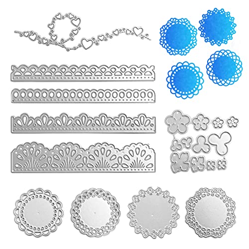 4-teiliges Set Schneideform, runde Blumenstanzschablonen, Dekoformen für Spitzenkanten, Mini-Blütenblatt-Prägemesser-Formen, mehrere Liebesschablonen, für DIY-Sammelalben, Fotoalben, Karton von PFLYPF