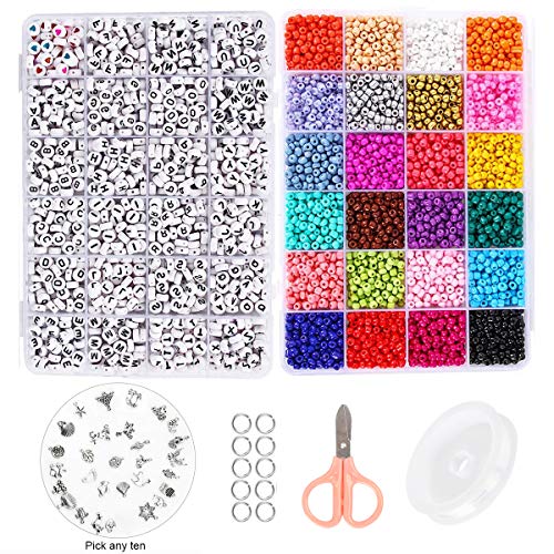 PFativant 1 Kit 1200PCS Buchstabenperlen Alphabet A - Z 3800PCS Bunte Perlen Bastelperlen Ideal für DIY Armbänder, Halsketten, Handwerkkünste von PFativant