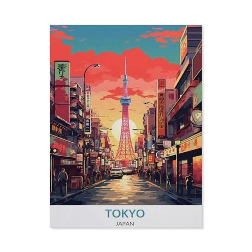 DIY 5d Diamond Malerei Kits für Erwachsene Kinder，Japan Tokio Vintage-Reiseplakate，Vollrunde Diamond Stickkits Cross -Stitch Kristall Strassbilder Kunsthandwerk Home Wall Decoration（40 x 50 cm）-AG1 von PGCKSK