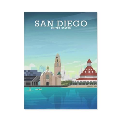 Diamond Painting，San Diego, Kalifornien, Stadtbild，DIY 5d Diamant Painting Bilder, Diamant malerei Kits Malen nach Zahlen Wohnzimmer Bilder für die Inneneinrichtung（30 x 40 cm/11.81 x 15.74 Zoll）-BL9 von PGCKSK