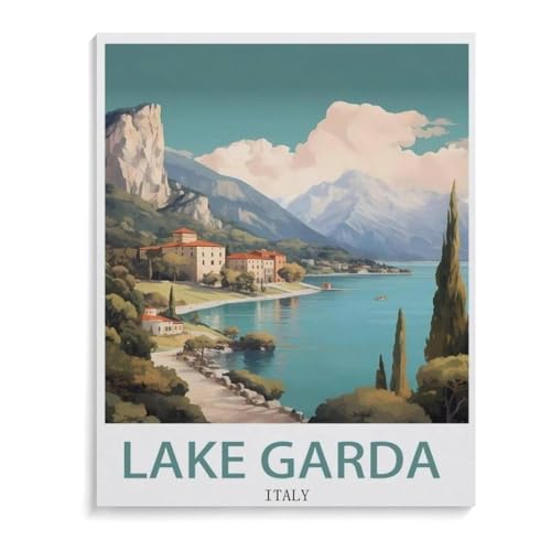 PGCKSK 3D DIY Diamond Painting Set，Gardasee Italien，Runder Diamant-Kreuzstich, handgestickte Familie Wanddekoration Malerei(50x60cm K27 von PGCKSK