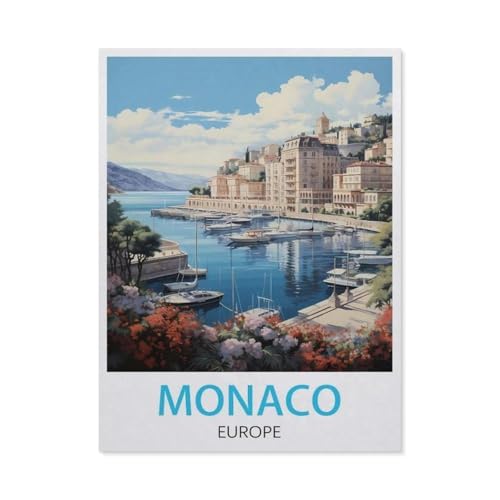 PGCKSK 5D DIY Diamantmalerei Kit，Monaco Vintage-Reiseposter，Kristallmosaik Vollbohrer Round Diamantmalerei Stickerei Zubehör（50 x 60 cm/19.68 x 23.62 Zoll）-AY98 von PGCKSK