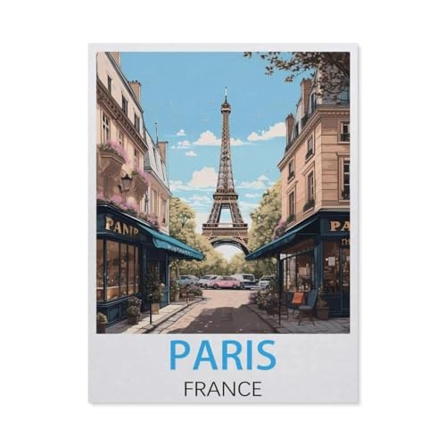 PGCKSK 5D DIY Diamantmalerei Kit,Paris Frankreich, Vintage-Reiseposter,Kristallmosaik Vollbohrer Round Diamantmalerei Stickerei Zubehör(50 x 60 cm/19.68 x 23.62 Zoll)-AI16 von PGCKSK