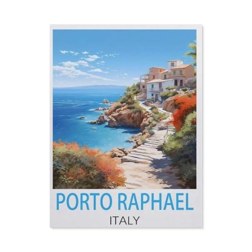 PGCKSK 5D DIY Diamantmalerei Kit,Porto Raphael Italien-Reiseposter,Kristallmosaik Vollbohrer Round Diamantmalerei Stickerei Zubehör(30 x 40 cm/11.81 x 15.74 Zoll)-AH56 von PGCKSK