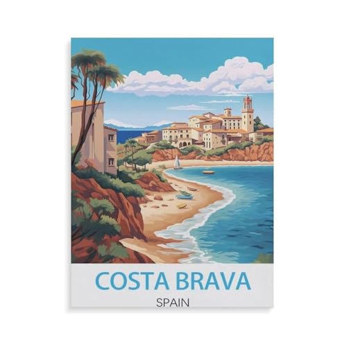 PGCKSK 5D DIY Diamond Painting Kit，Costa Brava Spanien Vintage-Reiseplakat，Mosaik, Diamantmalerei für Erwachsene, Round Diamond Picture Home Art（30 x 40 cm/11.81 x 15.74 Zoll）-AF82 von PGCKSK