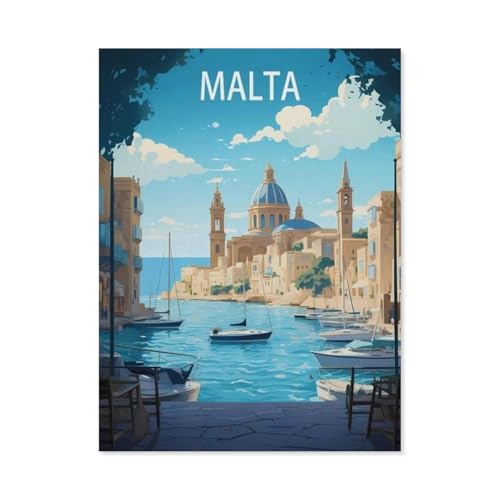 PGCKSK 5D DIY Diamond Painting Kit，Valletta Malta，Mosaik, Diamantmalerei für Erwachsene, Round Diamond Picture Home Art(40 x 50 cm/15.74 x 19.68 Zoll)-AO66 von PGCKSK