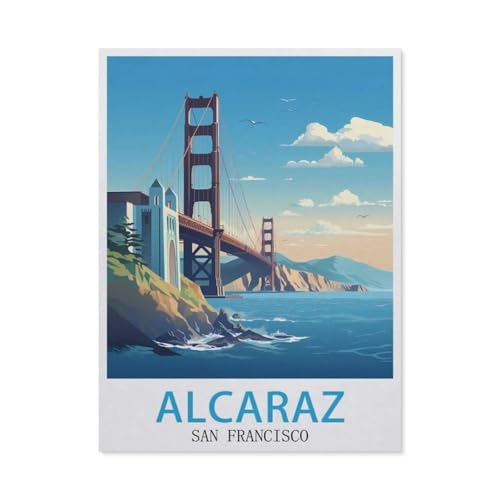 PGCKSK 5D DIY Diamond Painting Set，Alcaraz San Francisco Vintage-Reiseposter，Runder Diamant Kreuzstich, Mosaik Raumdekoration Malerei（50 x 60 cm/19.68 x 23.62 Zoll）-AU56 von PGCKSK