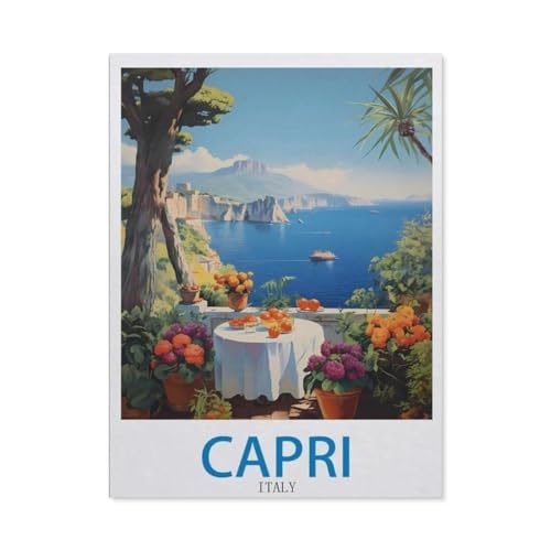 PGCKSK 5D DIY Diamond Painting Set，Capri-Italien-Reiseposter，Runder Diamant Kreuzstich, Mosaik Raumdekoration Malerei（40 x 50 cm/15.74 x 19.68 Zoll）-AV16 von PGCKSK