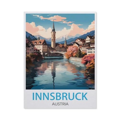 PGCKSK 5D DIY Diamond Painting Set，Innsbruck Österreich-Vintage-Reiseposter，Runder Diamant Kreuzstich, Mosaik Raumdekoration Malerei(30 x 40 cm/11.81 x 15.74 Zoll)-AP36 von PGCKSK