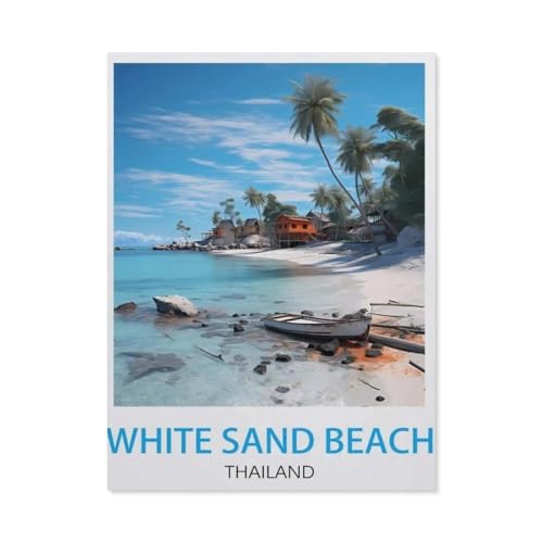 PGCKSK 5D DIY Diamond Painting Set，Poster mit weißem Sandstrand, Thailand，Runder Diamant Kreuzstich, Mosaik Raumdekoration Malerei(50 x 60 cm/19.68 x 23.62 Zoll)-AQ56 von PGCKSK