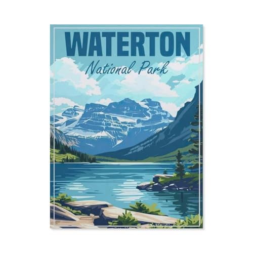 PGCKSK 5D DIY Diamond Painting Set，Waterton National Park，Runder Diamant Kreuzstich, Mosaik Raumdekoration Malerei(40 x 50 cm/15.74 x 19.68 Zoll)-AS76 von PGCKSK