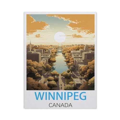 PGCKSK 5D DIY Diamond Painting Set,Winnipeg Kanada-Vintage-Reiseposter,Runder Diamant Kreuzstich, Mosaik Raumdekoration Malerei(30 x 40 cm/11.81 x 15.74 Zoll)-AJ14 von PGCKSK