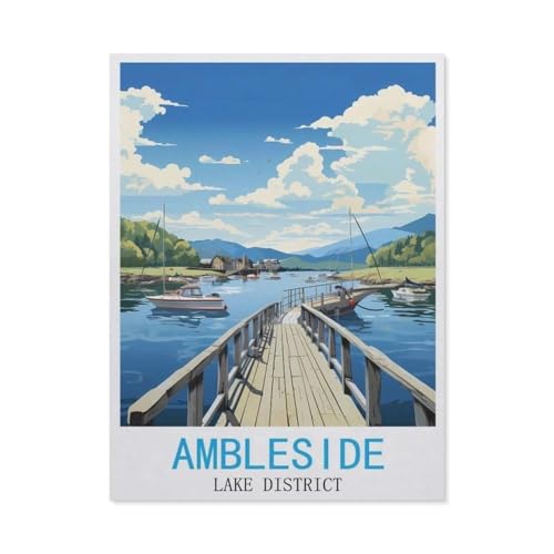 PGCKSK 5D Diamond Painting，Ambleside Lake District，DIY-Stickerei, runder Diamant-Kreuzstich, Heimdekoration（40 x 50 cm/15.74 x 19.68 Zoll）-AX11 von PGCKSK