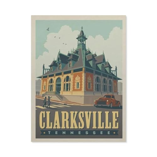 PGCKSK 5D Diamond Painting，Clarksville Tennessee，DIY-Stickerei, runder Diamant-Kreuzstich, Heimdekoration（40 x 50 cm/15.74 x 19.68 Zoll）-BL91 von PGCKSK