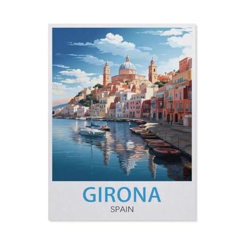 PGCKSK 5D Diamond Painting，Girona Spanien，DIY-Stickerei, runder Diamant-Kreuzstich, Heimdekoration（40 x 50 cm/15.74 x 19.68 Zoll）-AY31 von PGCKSK