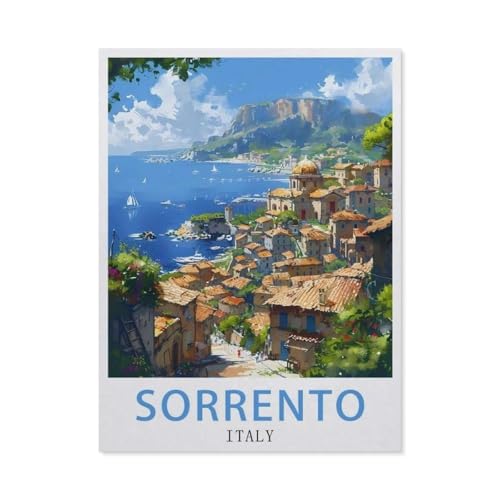 PGCKSK 5D Diamond Painting，Italienisches Reiseposter, Sorrento，DIY-Stickerei, runder Diamant-Kreuzstich, Heimdekoration（50 x 60 cm/19.68 x 23.62 Zoll）-AZ31 von PGCKSK