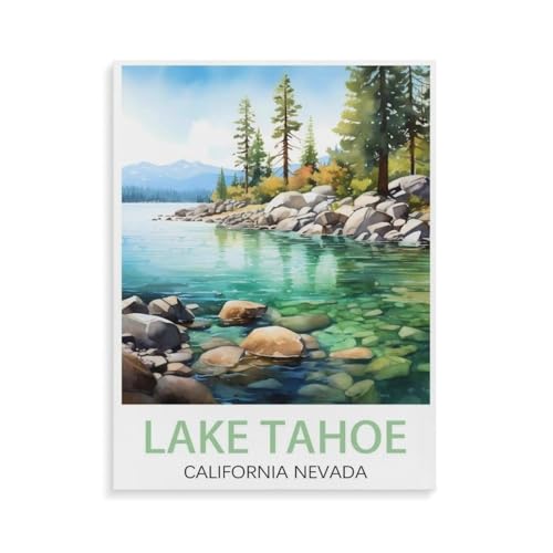 PGCKSK 5D Diamond Painting，Lake Tahoe Kalifornien Nevada，DIY-Stickerei, runder Diamant-Kreuzstich, Heimdekoration(40x50cm)-V26 von PGCKSK