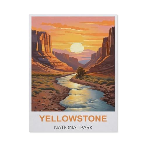 PGCKSK 5D Diamond Painting，Yellowstone Reiseposter，DIY-Stickerei, runder Diamant-Kreuzstich, Heimdekoration（40 x 50 cm/15.74 x 19.68 Zoll）-BI71 von PGCKSK