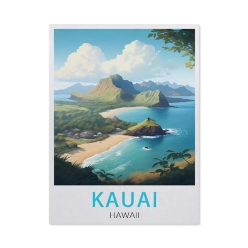 PGCKSK 5D diy Diamond Painting，Kauai Hawaii Vintage-Reiseposter，Full Round Diamantstickerei Mosaik Kreuzstichmuster Perlenstickerei Home Deco（40 x 50 cm/15.74 x 19.68 Zoll）-BA1 von PGCKSK