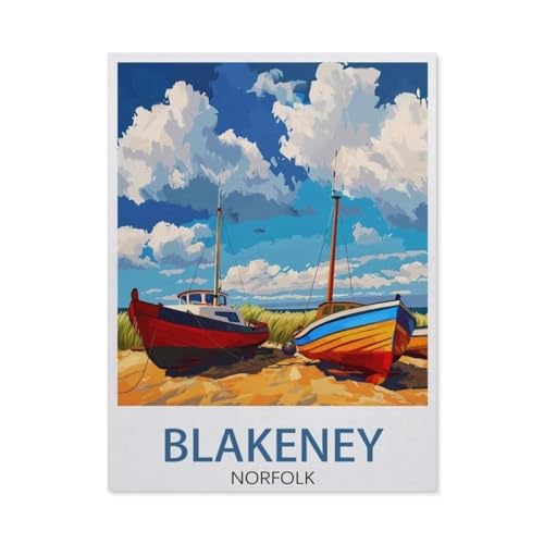 PGCKSK Blakeney Norfolk Vintage-Reiseposter，Full Round Diamond 5D DIY Diamond Painting 3D Stickerei Kreuzstich Mosaik Gemälde Dekor（30 x 40 cm/11.81 x 15.74 Zoll）-AX34 von PGCKSK