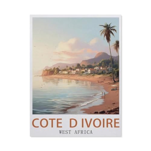 PGCKSK DIY 5D Diamond Painting，Côte D Ivoire Westafrika，Round Diamond Cross Stitch, Used for Room Decoration（30 x 40 cm/11.81 x 15.74 Zoll）-BA64 von PGCKSK