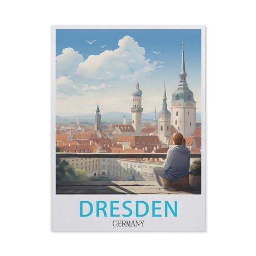 PGCKSK DIY 5D Diamond Painting，Dresden-Deutschland-Reiseposter，Round Diamond Cross Stitch, Used for Room Decoration（30 x 40 cm/11.81 x 15.74 Zoll）-AW24 von PGCKSK