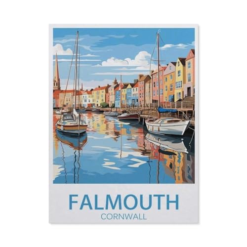 PGCKSK DIY 5D Diamond Painting，Falmouth Cornwall，Round Diamond Cross Stitch, Used for Room Decoration(50 x 60 cm/19.68 x 23.62 Zoll)-AT64 von PGCKSK