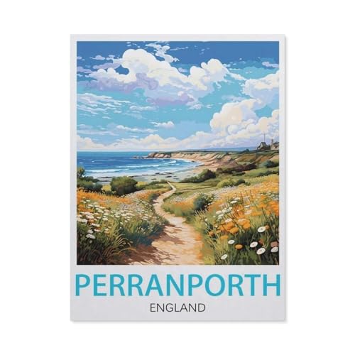 PGCKSK DIY 5D Diamond Painting，Perranporth England，Round Diamond Cross Stitch, Used for Room Decoration（50 x 60 cm/19.68 x 23.62 Zoll）-AZ4 von PGCKSK