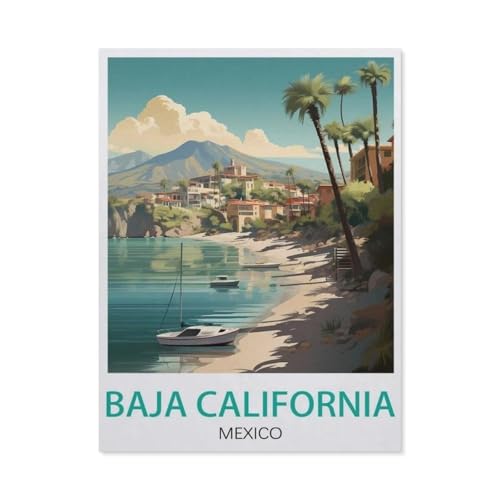 PGCKSK DIY 5D Diamond Painting Cross Stitch，Baja California Mexico Vintage-Reiseposter，Round Drill Arts Diamond Embroidery Rhinestones Painting Beadwork(40 x 50 cm/15.74 x 19.68 Zoll)-AQ70 von PGCKSK