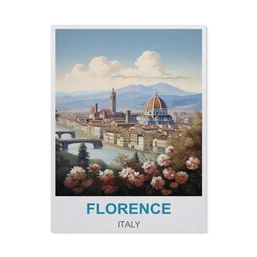 PGCKSK DIY 5D Diamond Painting Cross Stitch，Florenz Italien Vintage-Reiseposter，Round Drill Arts Diamond Embroidery Rhinestones Painting Beadwork（40 x 50 cm/15.74 x 19.68 Zoll）-BI70 von PGCKSK