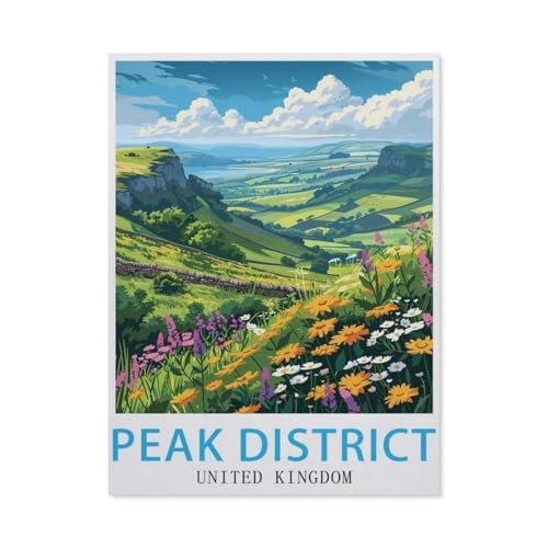 PGCKSK DIY 5D Diamond Painting Cross Stitch，Peak District United Kingdom，Round Drill Arts Diamond Embroidery Rhinestones Painting Beadwork（30 x 40 cm/11.81 x 15.74 Zoll）-AZ70 von PGCKSK