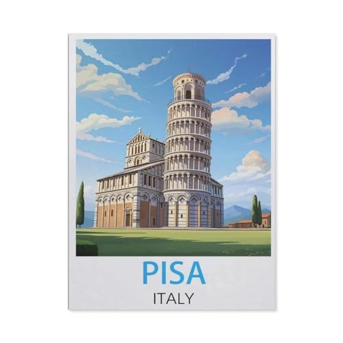 PGCKSK DIY 5D Diamond Painting Cross Stitch，Pisa Italien, Vintage-Reiseposter，Round Drill Arts Diamond Embroidery Rhinestones Painting Beadwork（40 x 50 cm/15.74 x 19.68 Zoll）-AH6 von PGCKSK