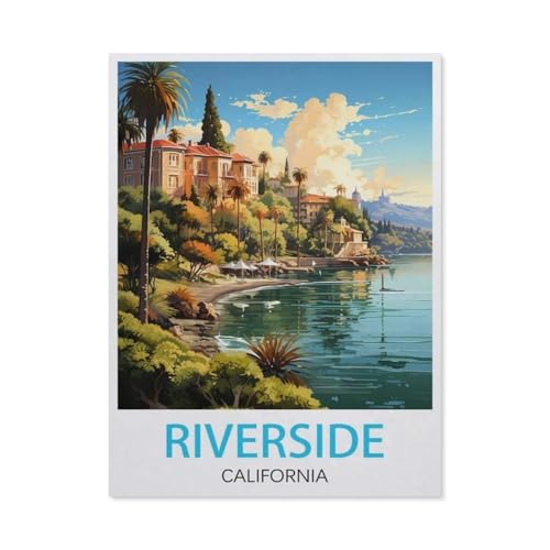 PGCKSK DIY 5D Diamond Painting Cross Stitch，Riverside California Vintage-Reiseposter，Round Drill Arts Diamond Embroidery Rhinestones Painting Beadwork（50 x 60 cm/19.68 x 23.62 Zoll）-AU50 von PGCKSK