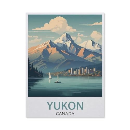 PGCKSK DIY 5D Diamond Painting Cross Stitch，Yukon Kanada Vintage-Reiseposter，Round Drill Arts Diamond Embroidery Rhinestones Painting Beadwork（40 x 50 cm/15.74 x 19.68 Zoll）-AV50 von PGCKSK