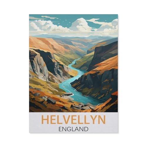 PGCKSK DIY 5d Diamantmalerei,England-Helvellyn Vintage-Reiseposter,Kreuzstich Volldiamant Kristall Strass Stickerei Bild Handwerk Handwerk Wanddekoration Geschenk(40 x 50 cm/15.74 x 19.68 Zoll)-AH65 von PGCKSK