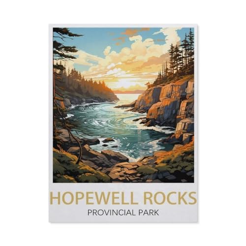 PGCKSK DIY 5d Diamantmalerei，Hopewell Rocks Vintage-Reiseposter，Kreuzstich Volldiamant Kristall Strass Stickerei Bild Handwerk Handwerk Wanddekoration Geschenk（30 x 40 cm/11.81 x 15.74 Zoll）-AU67 von PGCKSK