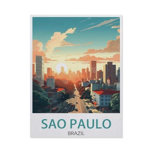 PGCKSK DIY 5d Diamantmalerei，Sao Paulo Vintage-Reiseposter，Kreuzstich Volldiamant Kristall Strass Stickerei Bild Handwerk Handwerk Wanddekoration Geschenk（30 x 40 cm/11.81 x 15.74 Zoll）-AV7 von PGCKSK