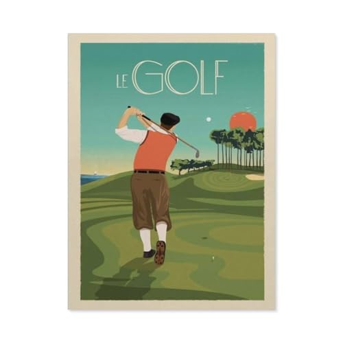 PGCKSK DIY 5d Diamantmalerei，Vintage Frankreich Reiseposter Play Golf Sonnenuntergang，Kreuzstich Volldiamant Kristall Strass Stickerei Bild Handwerk Handwerk Wanddekoration Geschenk（50 x 60 cm）-BM27 von PGCKSK