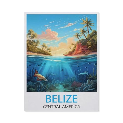 PGCKSK DIY Diamond Painting Set，Belize Vintage-Reiseposter，Diamantmalerei, handgemachte Stickerei Geschenke für Erwachsene/Kinder(30 x 40 cm/11.81 x 15.74 Zoll)-AQ80 von PGCKSK