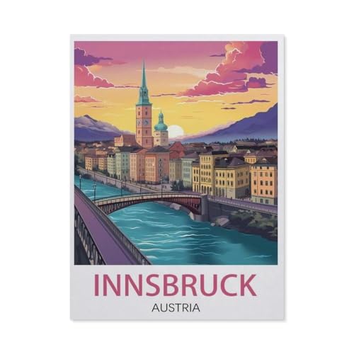 PGCKSK DIY Diamond Painting Set，Innsbruck Österreich Vintage-Reiseposter，Diamantmalerei, handgemachte Stickerei Geschenke für Erwachsene/Kinder（40 x 50 cm/15.74 x 19.68 Zoll）-AU40 von PGCKSK