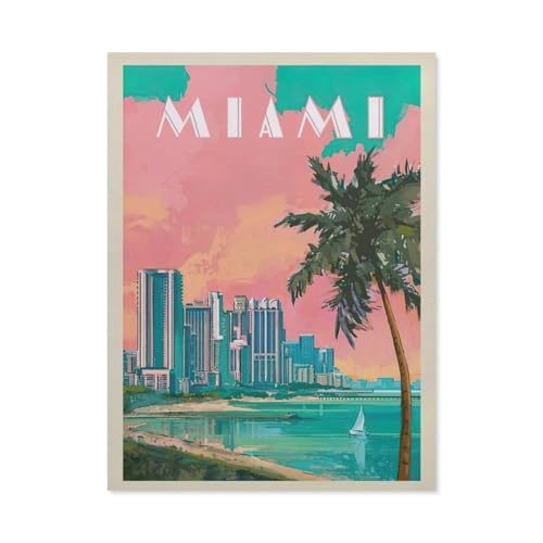 PGCKSK DIY Diamond Painting Set，Miami America，Diamantmalerei, handgemachte Stickerei Geschenke für Erwachsene/Kinder（40 x 50 cm/15.74 x 19.68 Zoll）-BL80 von PGCKSK