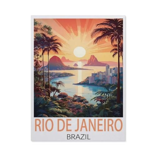 PGCKSK DIY Diamond Painting Set,Rio De Janeiro Brasilien Vintage-Reise-Poster,Diamantmalerei, handgemachte Stickerei Geschenke für Erwachsene/Kinder(40 x 50 cm/15.74 x 19.68 Zoll)-AH38 von PGCKSK