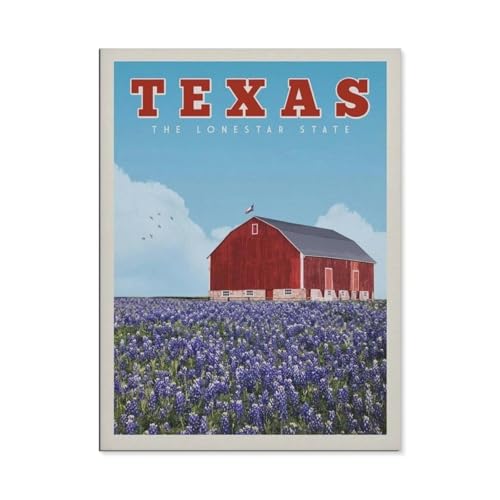 PGCKSK DIY Diamond Painting Set，Texas Lavendel Vintage Reiseposter，Diamantmalerei, handgemachte Stickerei Geschenke für Erwachsene/Kinder（50 x 60 cm/19.68 x 23.62 Zoll）-BK80 von PGCKSK